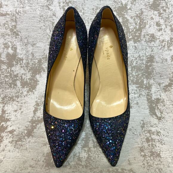 Kate Spade Licorice Pointed Toe Pumps in Navy Glitter - Picture 6 of 9